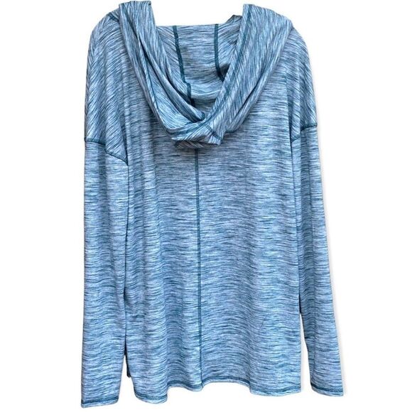 GAIAM XL Space Dye Hoodie Blue Green Funnel Neck Lightweight Yoga Top - Picture 3 of 7